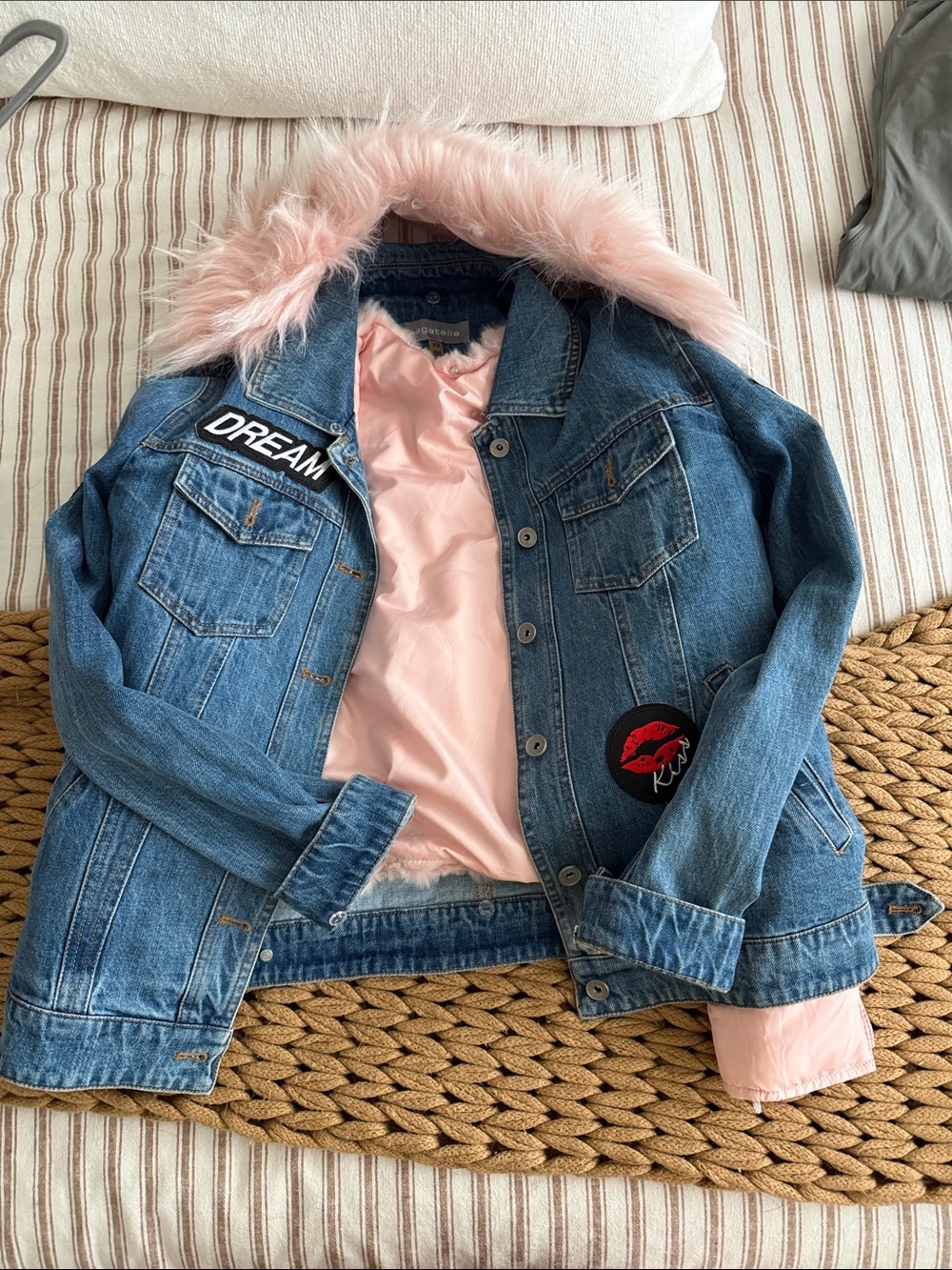 Bagatelle Denim Jacket With Removable Faux Fur Collar and Lining